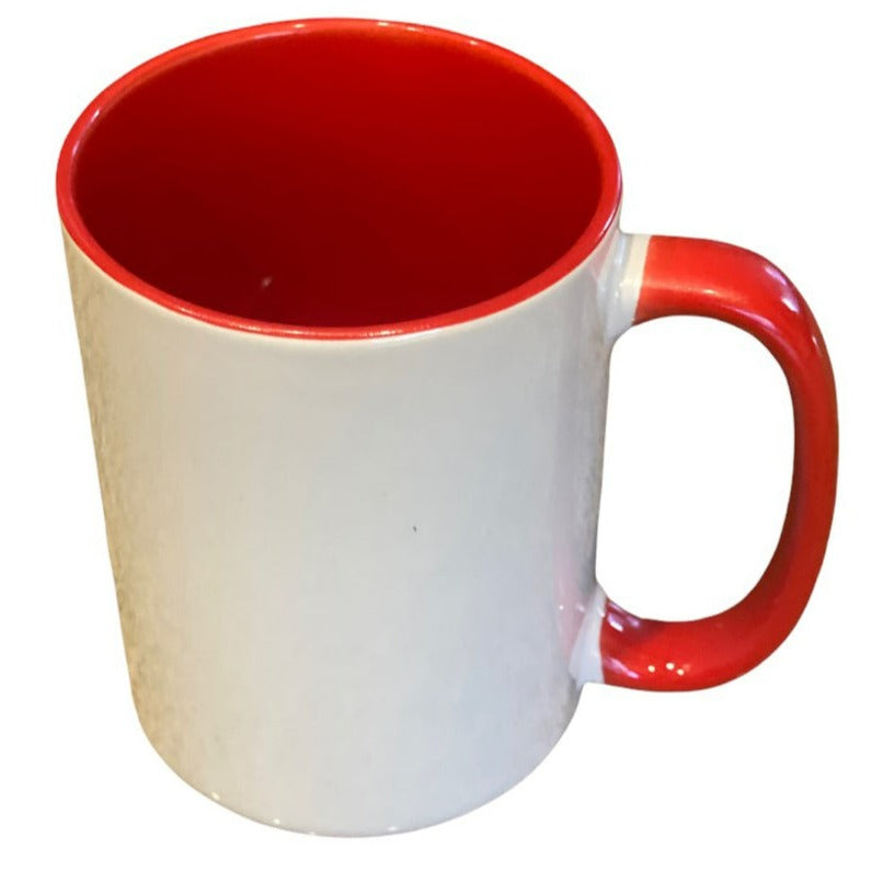 15 Ounce Custom Coffee Mugs - Red Inside and Handle