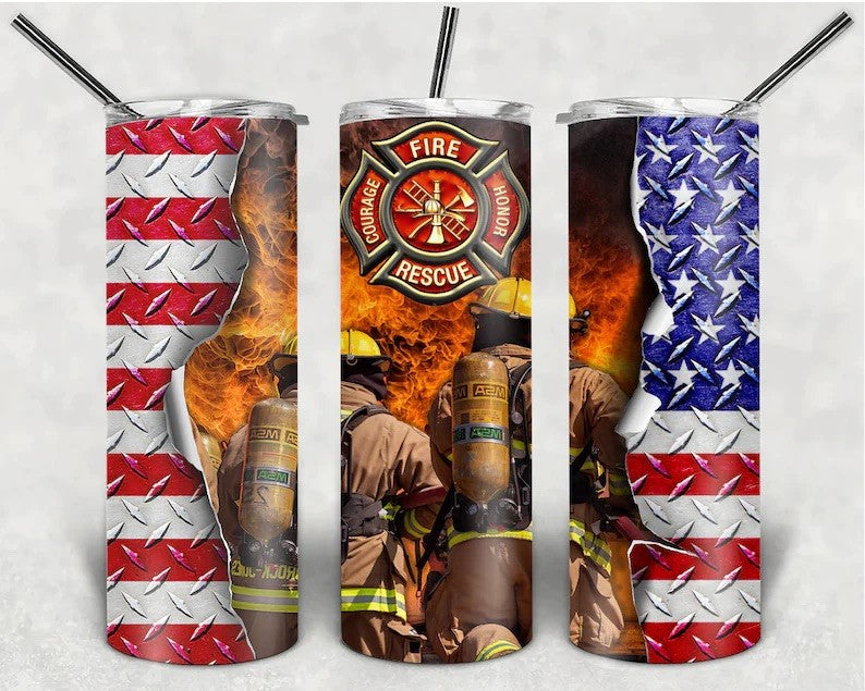 Firefighter Diamond Plate Tumbler